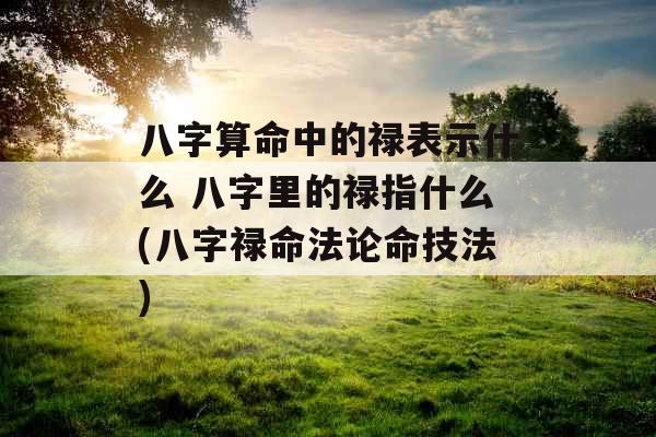 八字算命中的禄表示什么 八字里的禄指什么(八字禄命法论命技法)