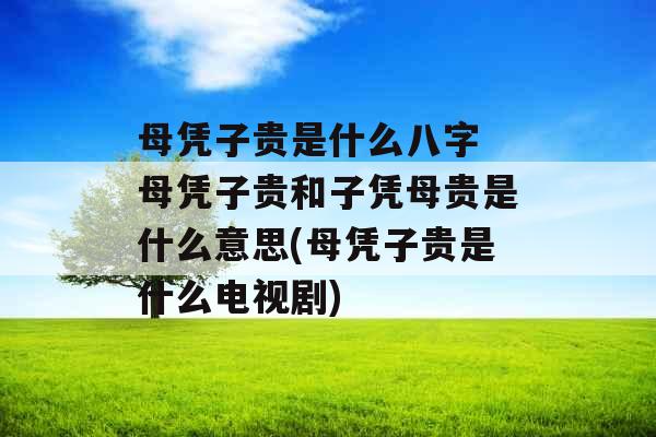 母凭子贵是什么八字 母凭子贵和子凭母贵是什么意思(母凭子贵是什么电视剧)