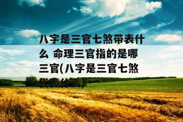 八字是三官七煞带表什么 命理三官指的是哪三官(八字是三官七煞代表什么) 八字是三官七煞带表什么 命理三官指的是哪三官(八字是三官七煞代表什么)