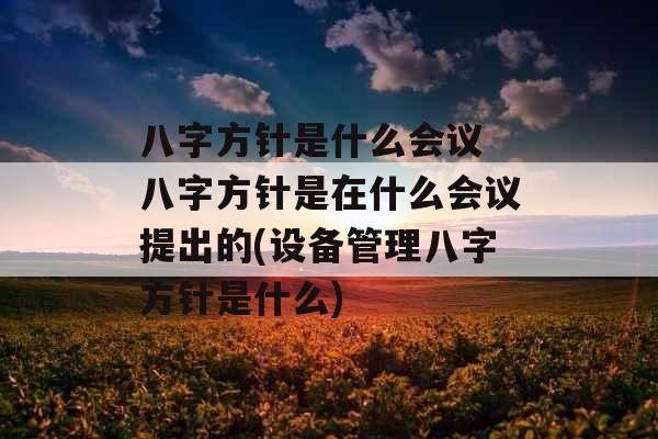 八字方针是什么会议 八字方针是在什么会议提出的(设备管理八字方针是什么)