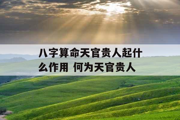 八字算命天官贵人起什么作用 何为天官贵人 八字算命天官贵人起什么作用 何为天官贵人