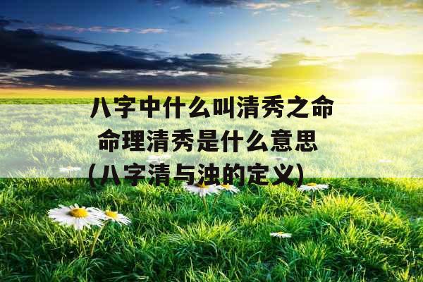 八字中什么叫清秀之命 命理清秀是什么意思(八字清与浊的定义) 八字中什么叫清秀之命 命理清秀是什么意思(八字清与浊的定义)