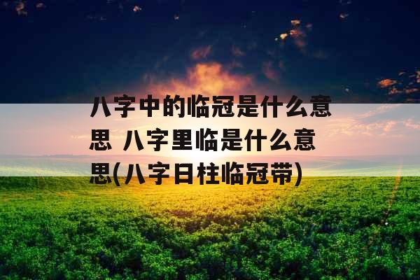 八字中的临冠是什么意思 八字里临是什么意思(八字日柱临冠带)