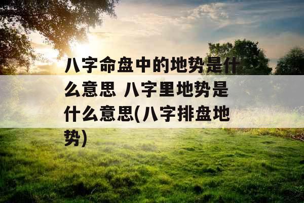 八字命盘中的地势是什么意思 八字里地势是什么意思(八字排盘地势) 八字命盘中的地势是什么意思 八字里地势是什么意思(八字排盘地势)