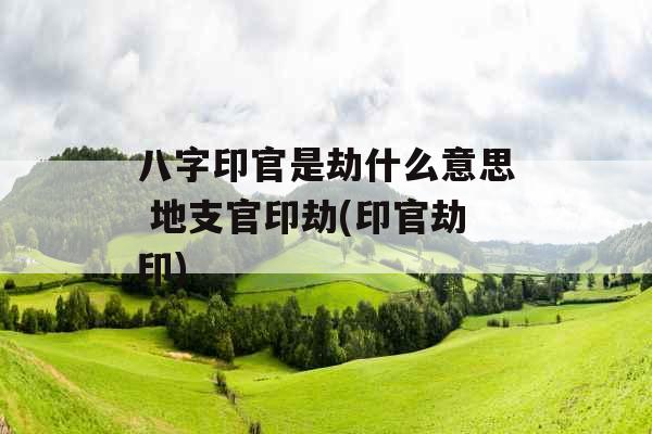 八字印官是劫什么意思 地支官印劫(印官劫印)
