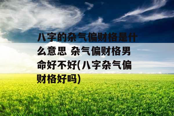 八字的杂气偏财格是什么意思 杂气偏财格男命好不好(八字杂气偏财格好吗)