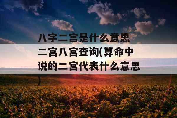 八字二宫是什么意思 二宫八宫查询(算命中说的二宫代表什么意思) 八字二宫是什么意思 二宫八宫查询(算命中说的二宫代表什么意思)