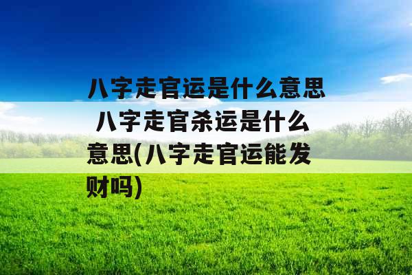 八字走官运是什么意思 八字走官杀运是什么意思(八字走官运能发财吗)