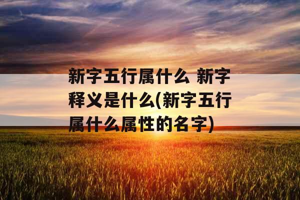 新字五行属什么 新字释义是什么(新字五行属什么属性的名字) 新字五行属什么 新字释义是什么(新字五行属什么属性的名字)