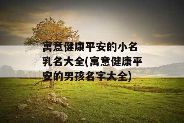 寓意健康平安的小名 乳名大全(寓意健康平安的男孩名字大全) 寓意健康平安的小名 乳名大全(寓意健康平安的男孩名字大全)