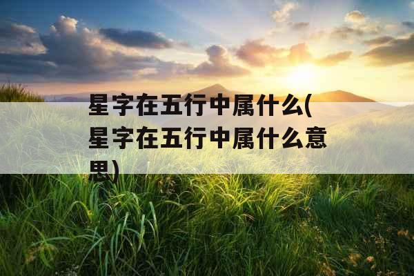 星字在五行中属什么(星字在五行中属什么意思)