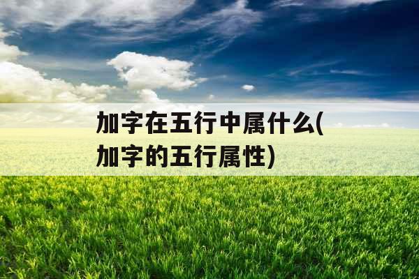 加字在五行中属什么(加字的五行属性)