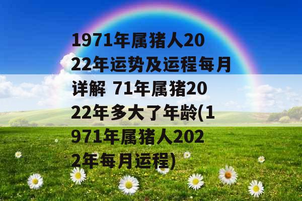 1971年属猪人2022年运势及运程每月详解 71年属猪2022年多大了年龄(1971年属猪人2022年每月运程)