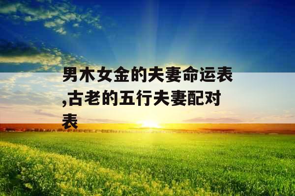男木女金的夫妻命运表,古老的五行夫妻配对表