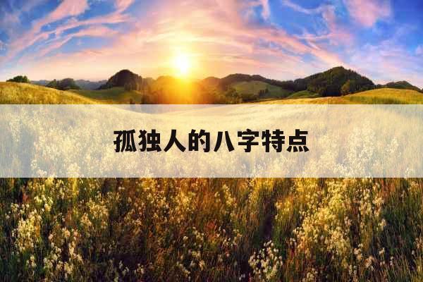 孤独人的八字特点