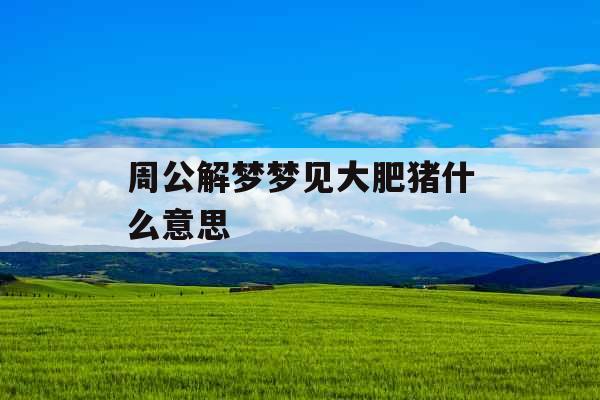 周公解梦梦见大肥猪什么意思