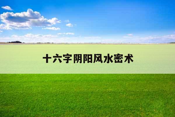 十六字阴阳风水密术