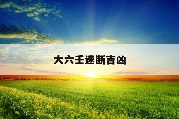 大六壬速断吉凶 大六壬速断吉凶