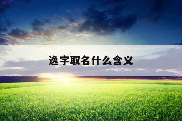 逸字取名什么含义