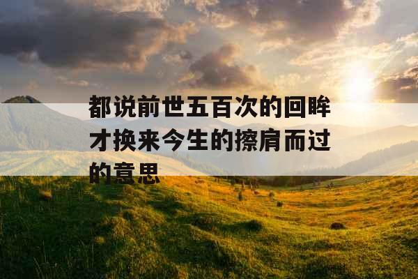 都说前世五百次的回眸才换来今生的擦肩而过的意思