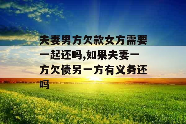 夫妻男方欠款女方需要一起还吗,如果夫妻一方欠债另一方有义务还吗