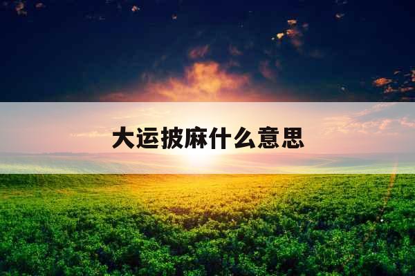 大运披麻什么意思