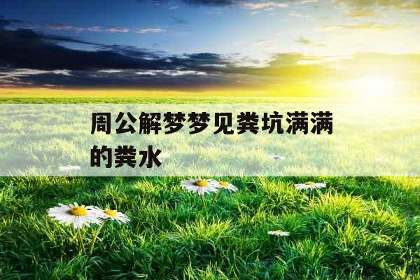 周公解梦梦见粪坑满满的粪水 周公解梦梦见粪坑满满的粪水