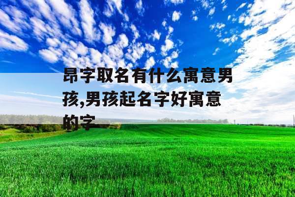 昂字取名有什么寓意男孩,男孩起名字好寓意的字
