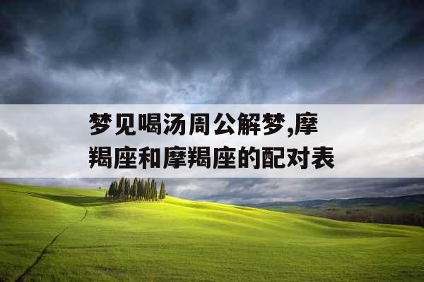 梦见喝汤周公解梦,摩羯座和摩羯座的配对表