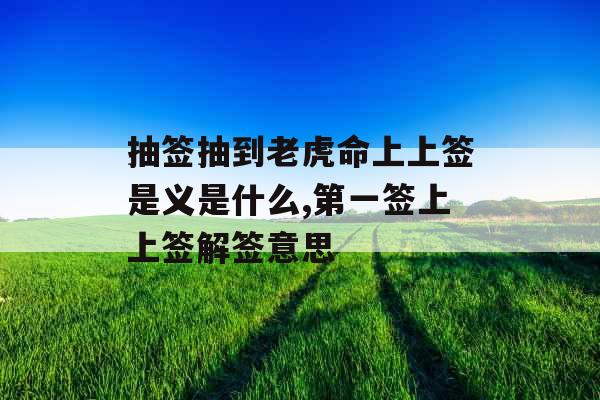 抽签抽到老虎命上上签是义是什么,第一签上上签解签意思