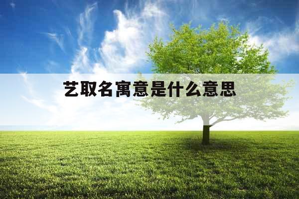 艺取名寓意是什么意思 