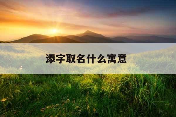 添字取名什么寓意 