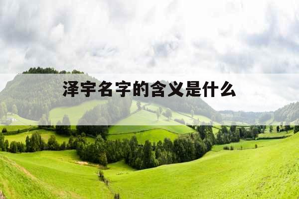 泽宇名字的含义是什么 