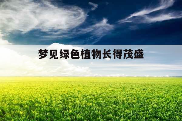 梦见绿色植物长得茂盛 梦见绿色植物长得茂盛