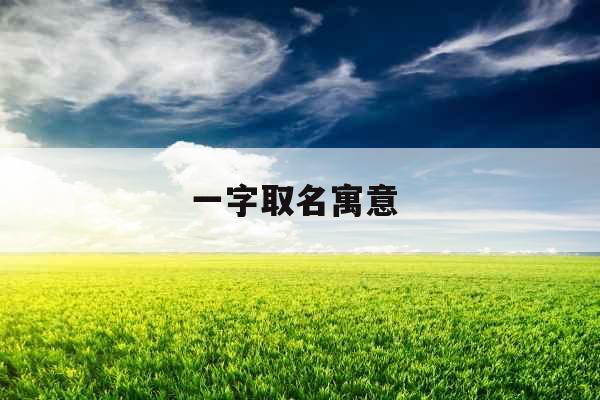 一字取名寓意 一字取名寓意