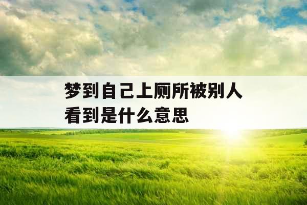 梦到自己上厕所被别人看到是什么意思 