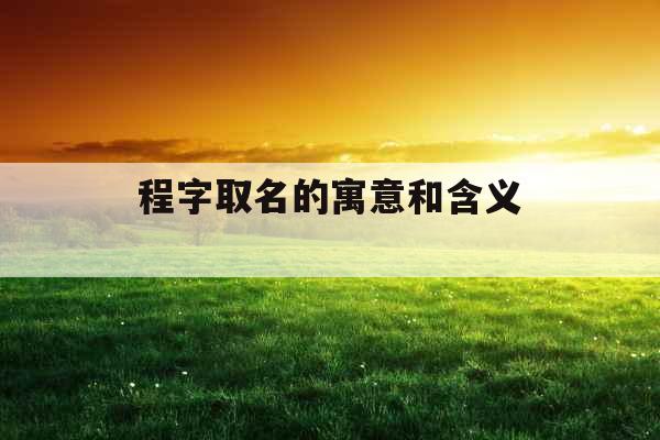程字取名的寓意和含义 