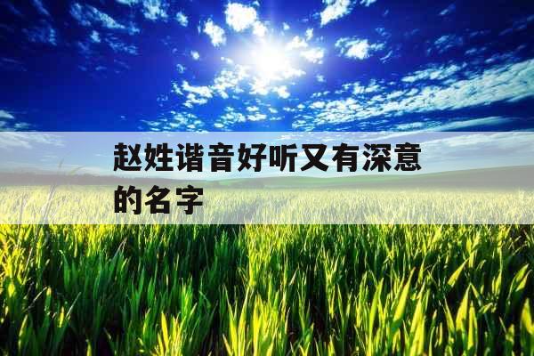 赵姓谐音好听又有深意的名字