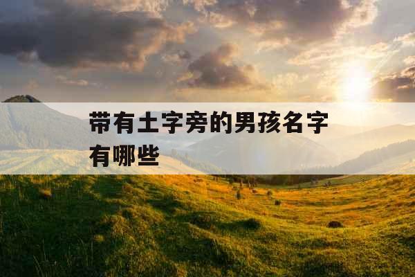 带有土字旁的男孩名字有哪些 