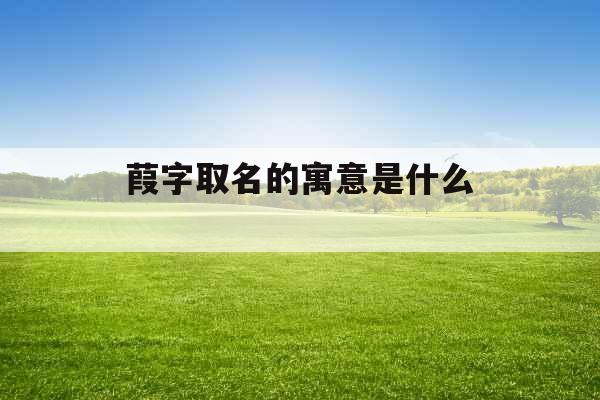 葭字取名的寓意是什么 