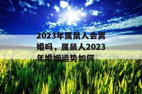 2023年属鼠人会离婚吗,属鼠人2023年婚姻运势如何 2023年属鼠人会离婚吗,属鼠人2023年婚姻运势如何