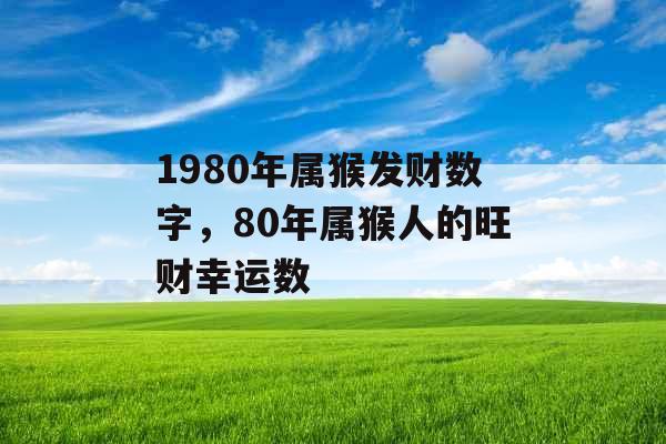 1980年属猴发财数字，80年属猴人的旺财幸运数