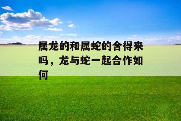 属龙的和属蛇的合得来吗，龙与蛇一起合作如何
