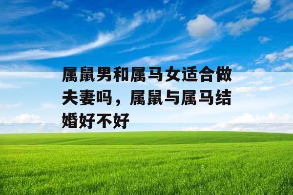 属鼠男和属马女适合做夫妻吗，属鼠与属马结婚好不好