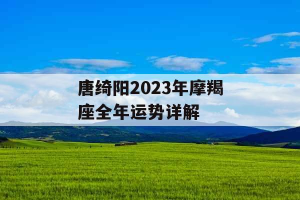 唐绮阳2023年摩羯座全年运势详解