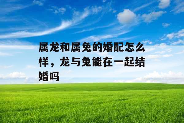 属龙和属兔的婚配怎么样，龙与兔能在一起结婚吗