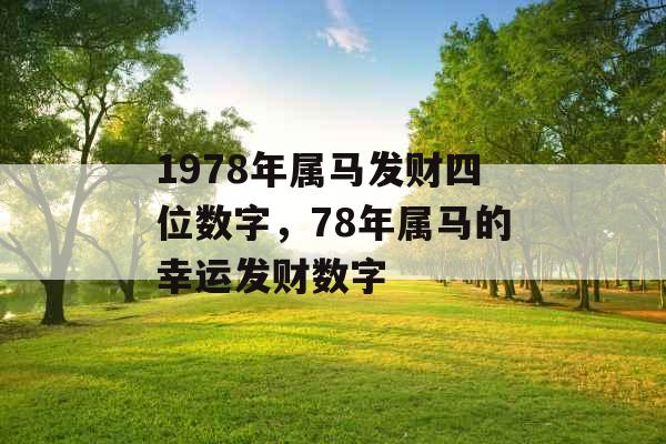 1978年属马发财四位数字，78年属马的幸运发财数字