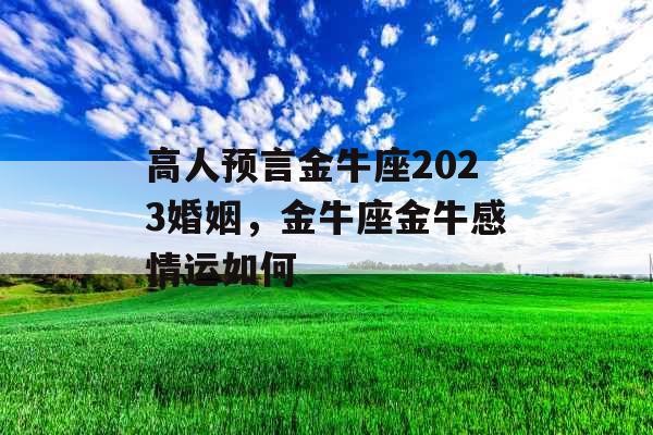 高人预言金牛座2023婚姻,金牛座金牛感情运如何 高人预言金牛座2023婚姻,金牛座金牛感情运如何