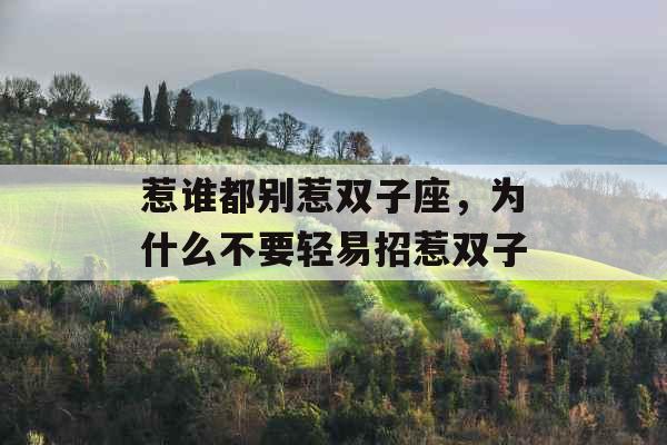 惹谁都别惹双子座,为什么不要轻易招惹双子 惹谁都别惹双子座,为什么不要轻易招惹双子