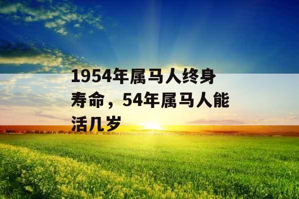 1954年属马人终身寿命，54年属马人能活几岁